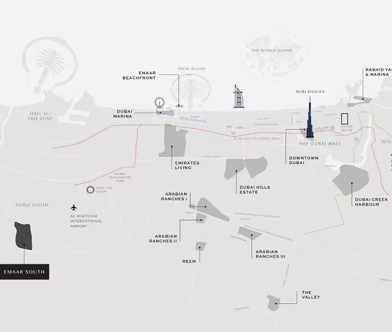 Emaar South Community location map